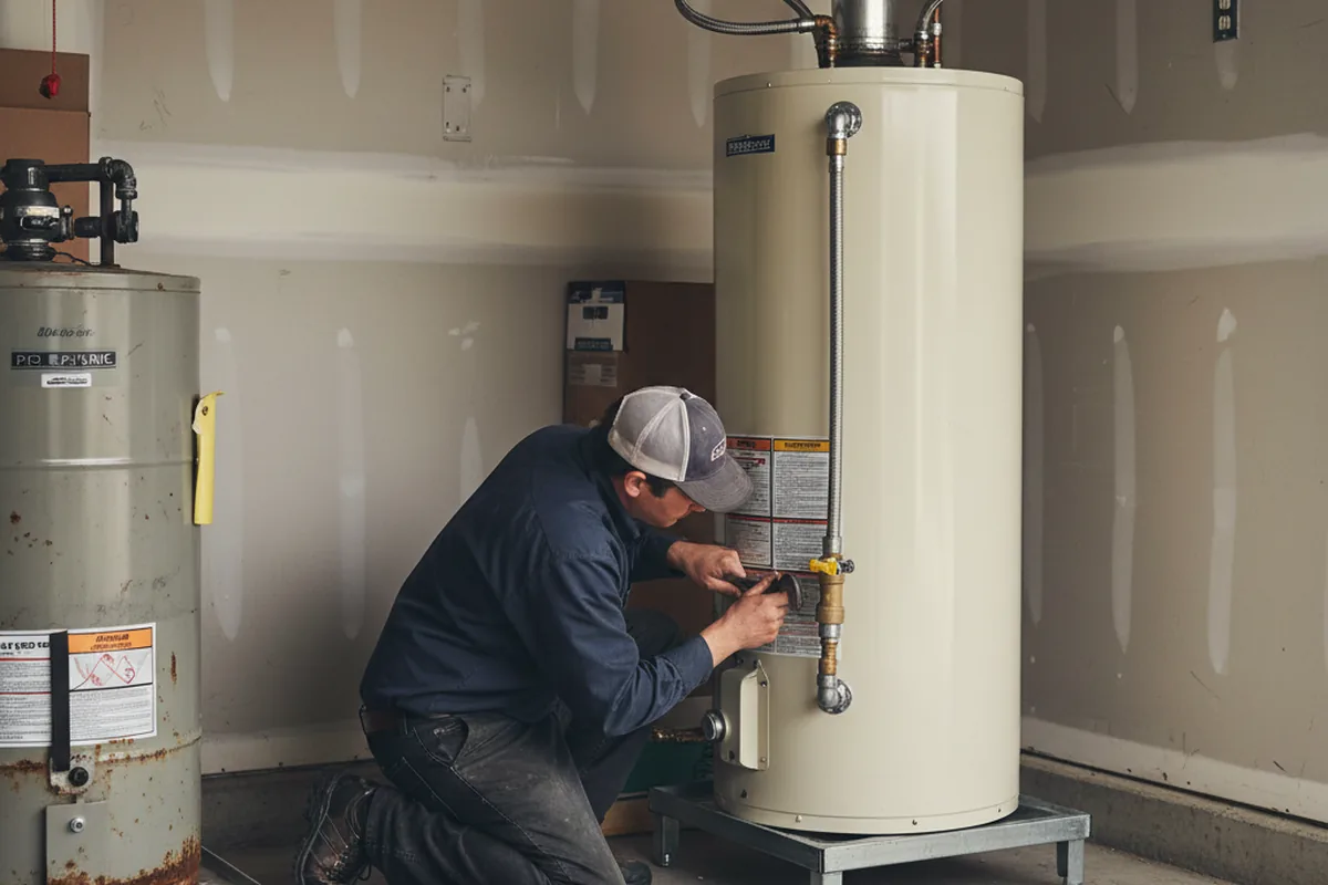 Water heater and shutoff valve replacement in Barnstead